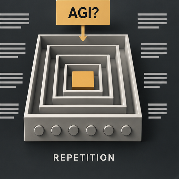Four nested containers beneath an AGI question, surrounded by repeated lines and unnecessary buttons.